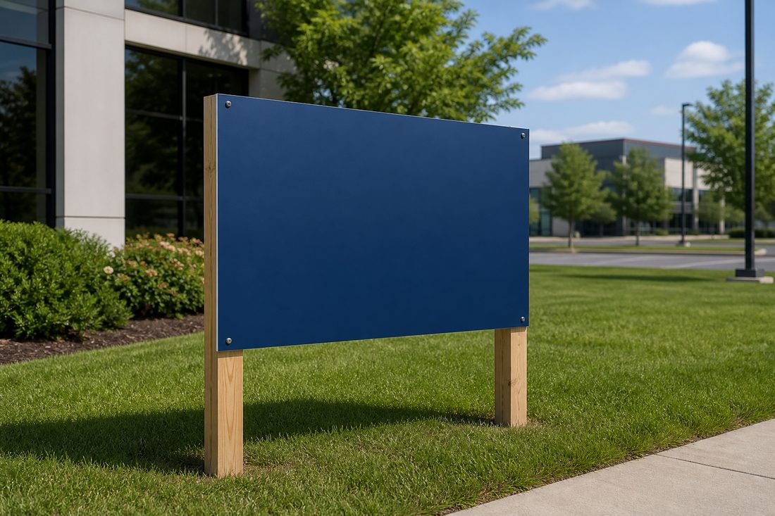 Aluminum composite sign board on wooden posts
