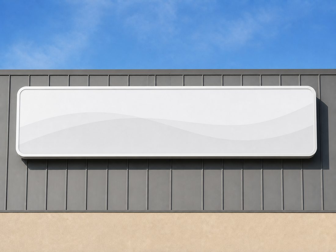 Pan sign mounted on a commercial building