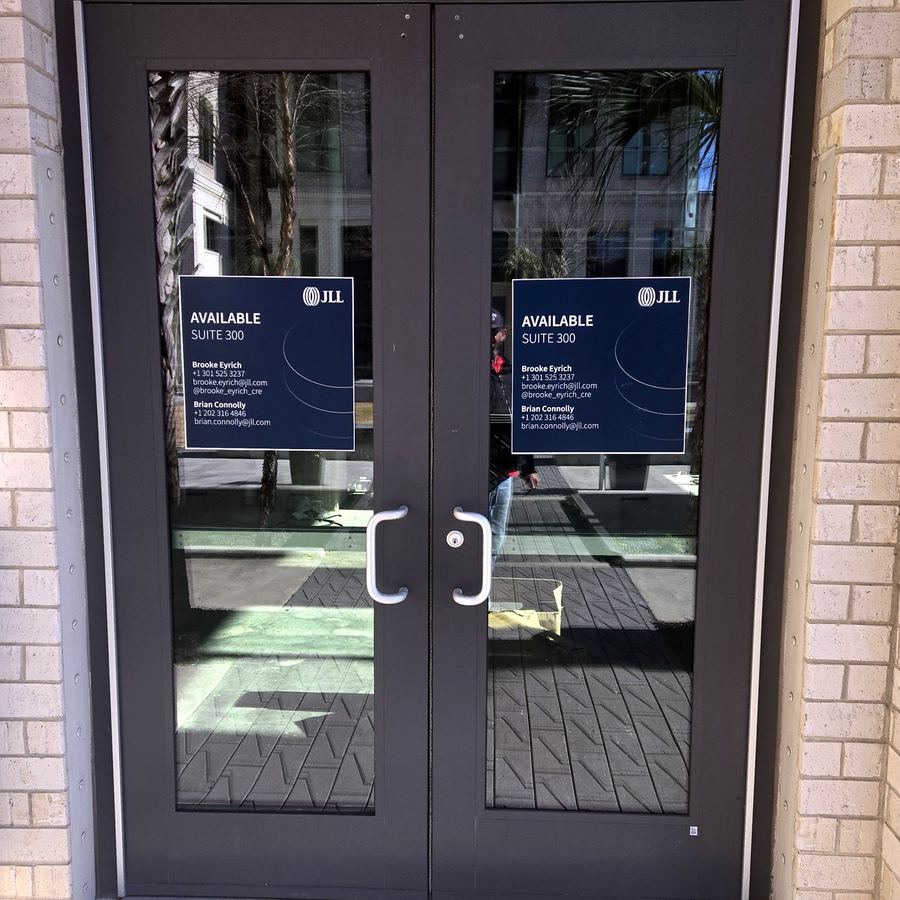 Window Vinyl for Jones Lang Charleston completed by Carolina Realty Signs