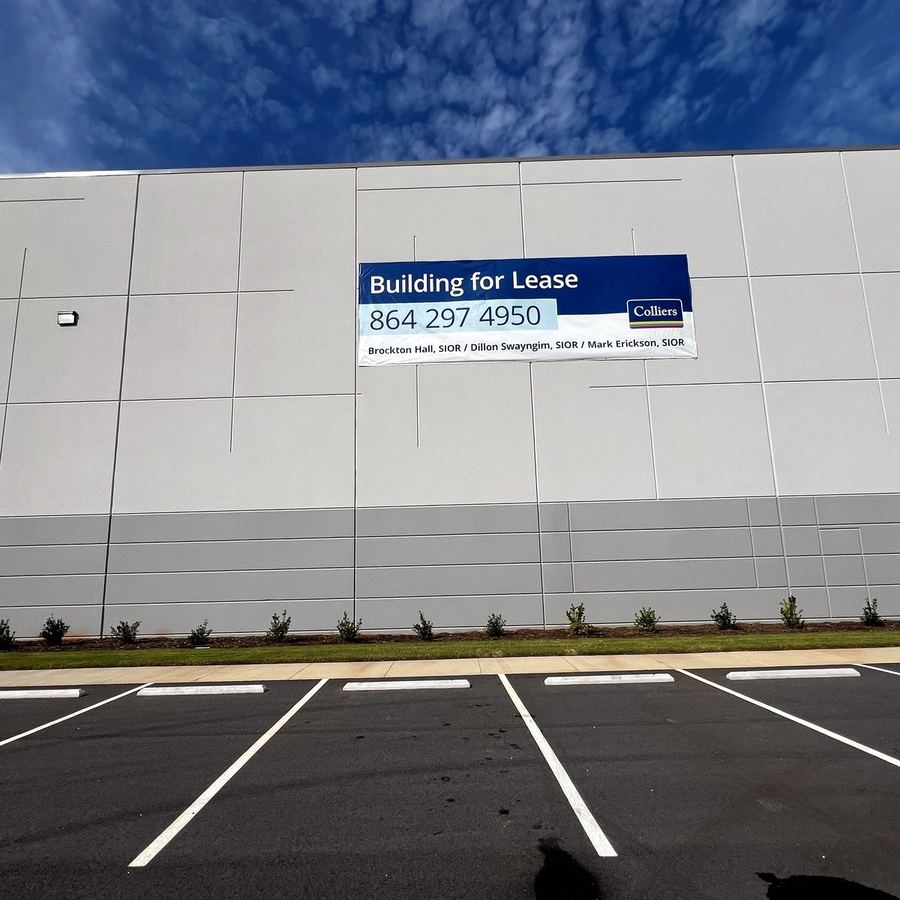 Banner Installation for COLLIERS Greenville completed by Carolina Realty Signs
