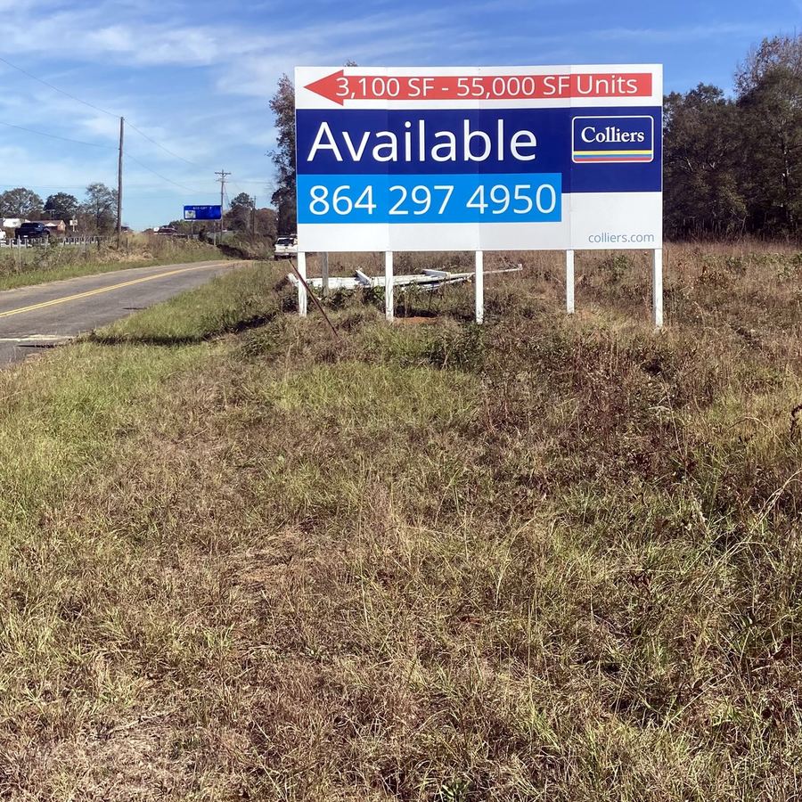 16x8 Property Sign for COLLIERS Greenville completed by Carolina Realty Signs