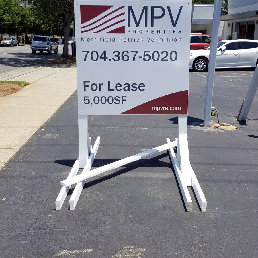 Sign on Stand for Merrifield Patrick Vermillion completed by Carolina Realty Signs