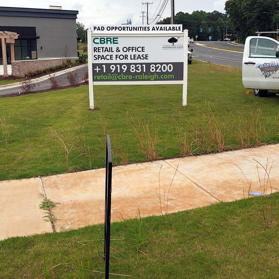 8x4 Property Sign for CBRE RDU completed by Carolina Realty Signs