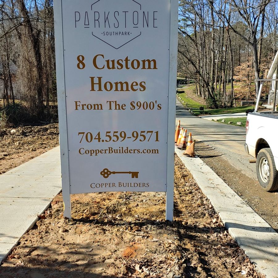 4x8 Property Sign for Copper Builders completed by Carolina Realty Signs